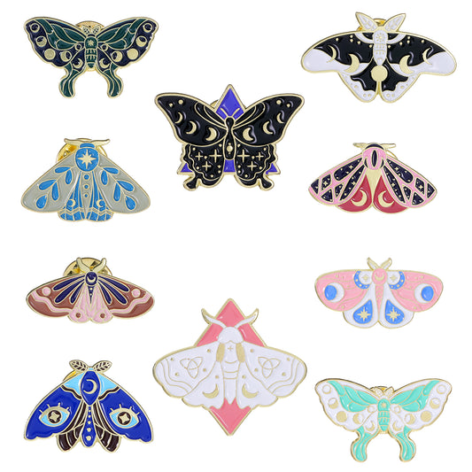 10 Pcs Butterfly Enamel Pins Set Moth Backpack Pins Cute Brooch Lapel Pin Cool Jackets Clothes Insect Pins Funny Steampunk Badge Small Pins Cartoon Button Aesthetic Pins for Women Jewelry