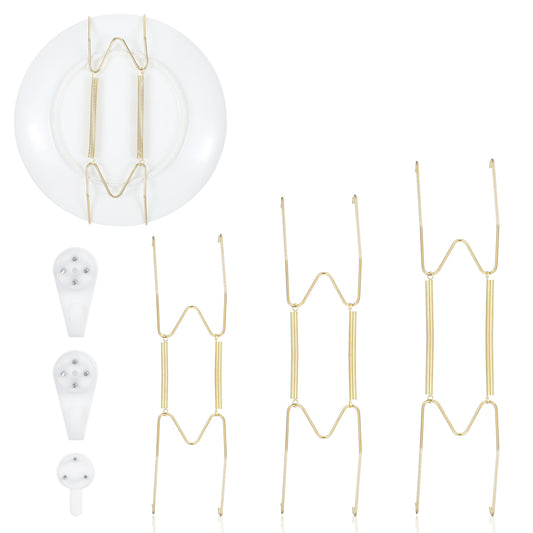 Wanmu 3Pcs Plate Wall Hangers for Display, 6/8/10Inch Invisible Plate Holders for Displaying Stainless Steel Decorative Wall Plates with 3 Pack Wall Hooks for 5.5 to 10.5 Inch Decorative Plates Arts