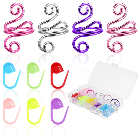 Sibba Crochet Rings Markers for Knitting Crocheting 64 Piece Knit Rings Marker Locking Implements Colored Sewing Needles Keeper Markers Plastic Yarn Counting Knitted Stitches Holder Handmade