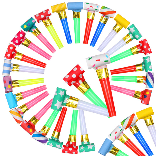 Sibba 30Pcs Party Blowers, Colorful Party Noise Makers Blowout Horns Whistles for Birthday Parties Cheer Team Favors Wedding Christmas, New Year Graduation, Automatic Roll