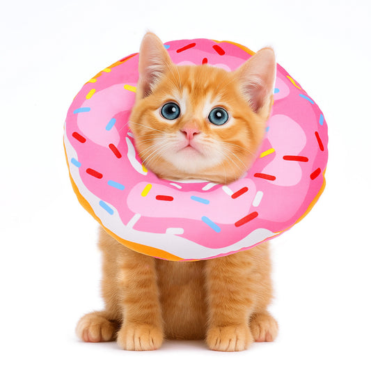 COMNICO Cat Cone Collar Soft, Adjustable Kitten Cones After Surgery Cat Recovery Collars Spay Cones to Stop Licking Cute Donut E Collar Pink Collars for Kittens