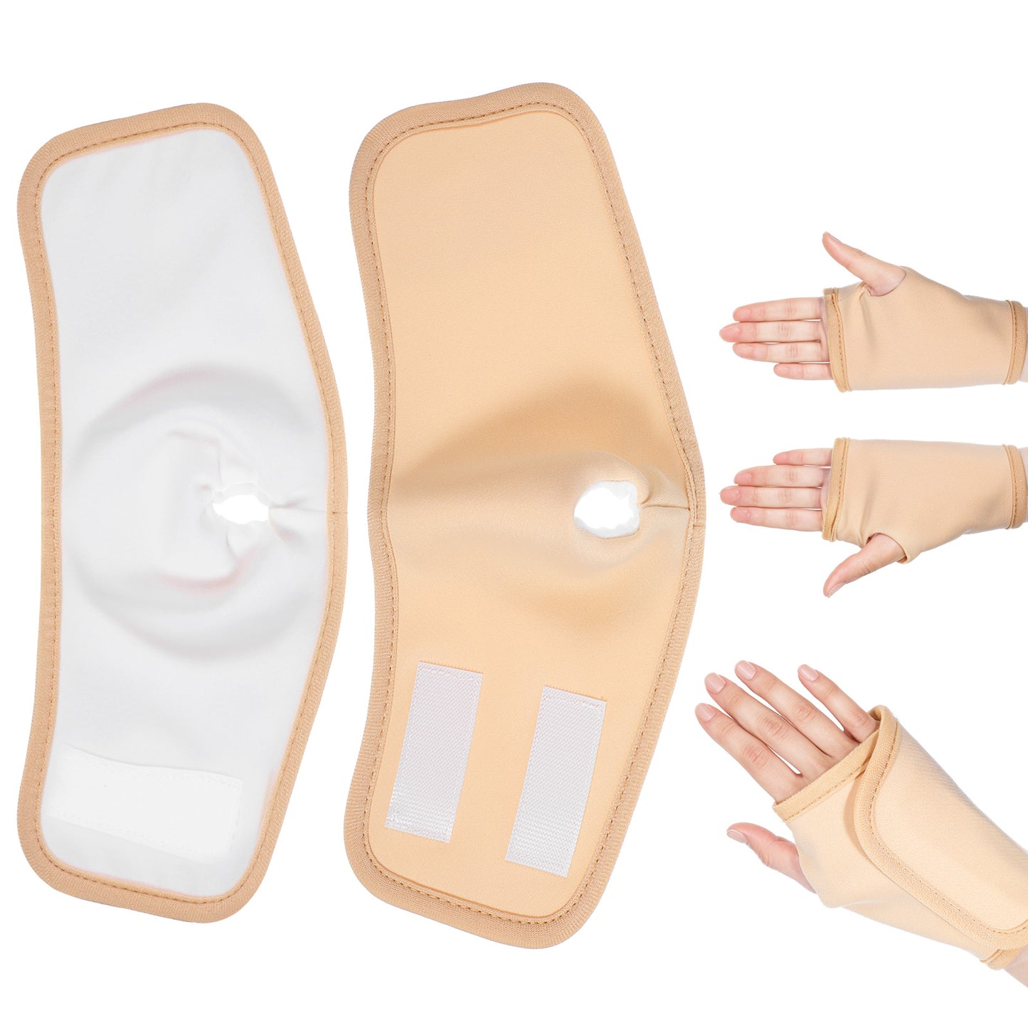Dimeho 1 Pair Castor Oil Packs for Hands Reusable Oil Castor Wrap Adjustable Loop and Hook Leak Prevent Cotton Wrist Packing Cuffs for Fingers Thumb Health Spa