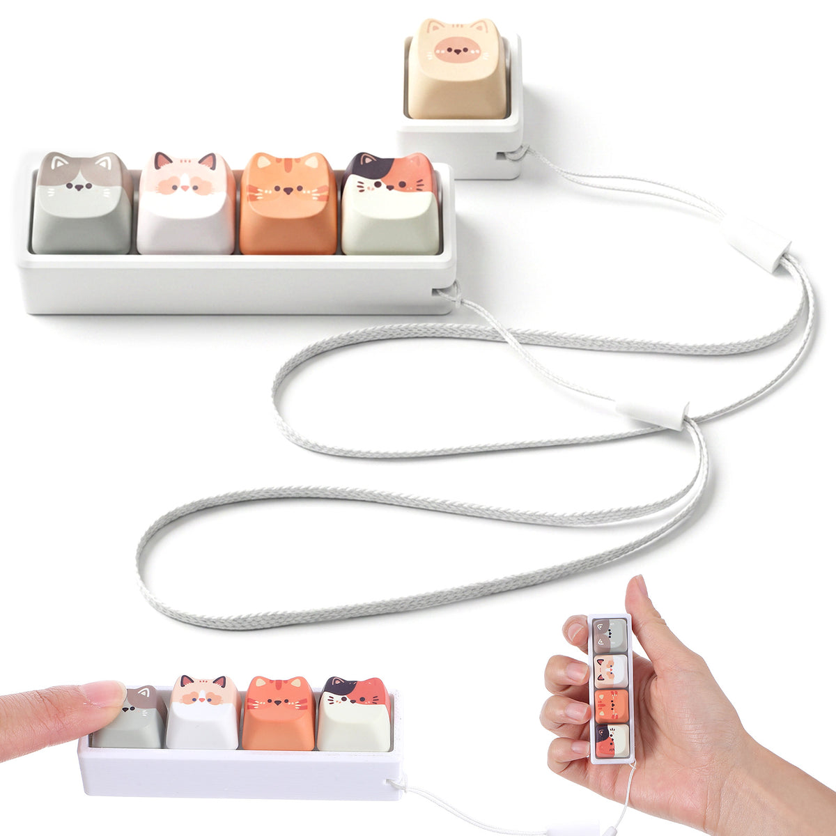 YUXIANLB 2pcs Cat Keyboard Fidget Toy, Keyboard Clicker Fidget Keychain