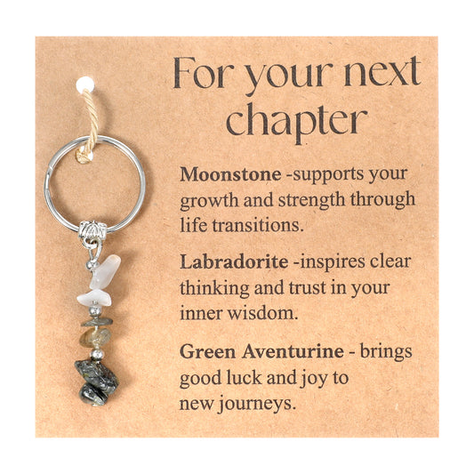 Sibba Crystal Leaving Gifts Keychain for Women Colleagues, Retirement Gifts New Beginnings Healing Stones Key Chain, Natural Crystals Good Luck Key Chain Gift for Teacher Coworker Farewell New Job