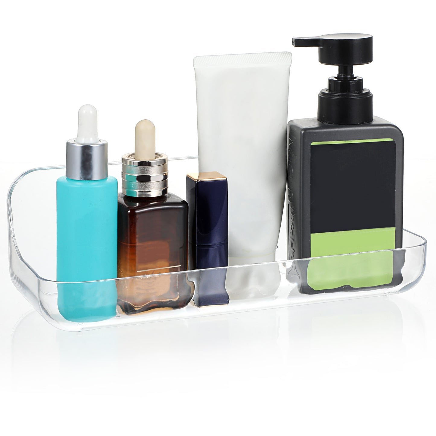 Sibba Acrylic Wall Mounted Shower Caddy Clear Adhesive Shelf No Drilling Hang Walls Organizer Large Capacity Holder Rustproof Bathroom Racks for Inside Shower Caddies Accessories