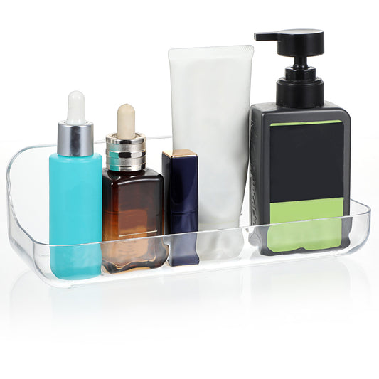 Sibba Acrylic Wall Mounted Shower Caddy Clear Adhesive Shelf No Drilling Hang Walls Organizer Large Capacity Holder Rustproof Bathroom Racks for Inside Shower Caddies Accessories