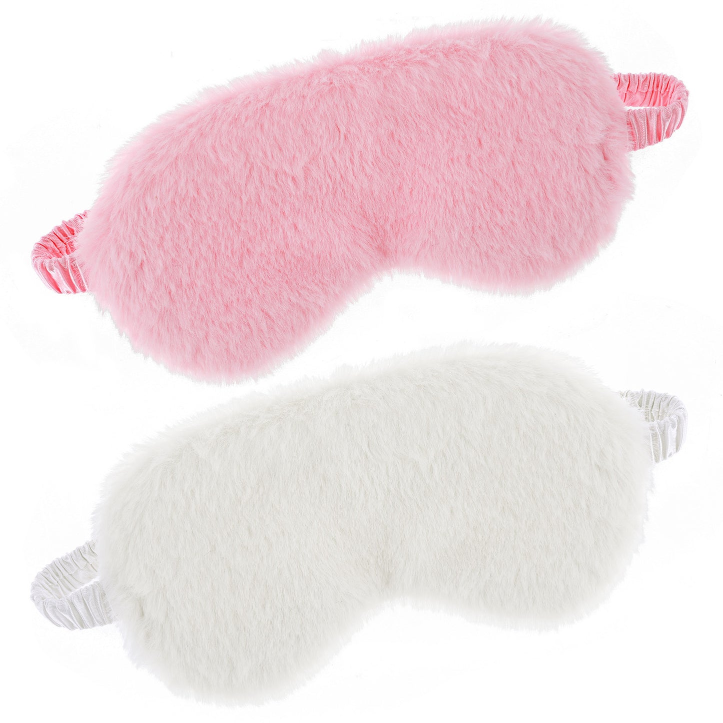 Sibba Plush Eye Mask Furry Sleep Masks Silk Blindfold Antifaz para Dormir Comfortable Fluffy Sleeping Eye Cover for Women Men Sleepover Nap Travel Party Supply, Pink White