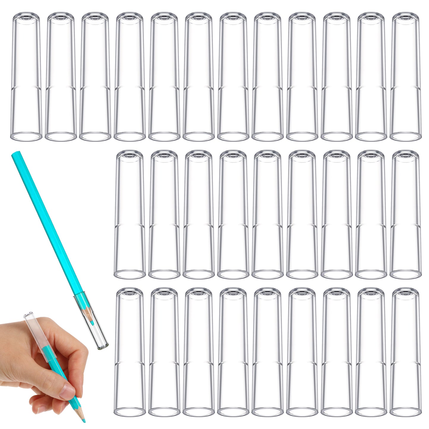 Wanmu 30 Pcs Pencil Tip Protector Cover, Plastic Pen Caps Cover Clear Pencil Toppers