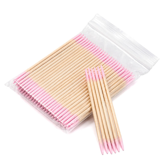 COMNICO 600Pcs Pointed Tip Cotton Swabs Pink Double Head Precision