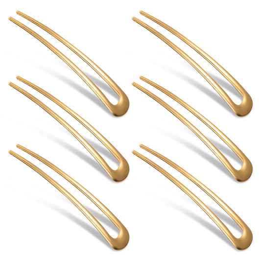 6 PCS U-Shaped Hair Pins Classic French Metal Hair Forks Simple Hair Clips Vintage Hair Sticks Delicate Chignon Hair Accessories for Women Girls Wife Mother Friend Buns Hairstyle