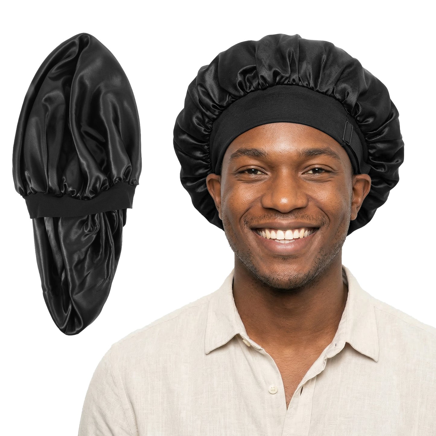 Gjinxi Bonnets for Men Satin Silk Bonnet for Sleeping, Hair Bonnet Double Layer Silk Sleep Cap for Men & Women, Soft Satin Lined Satins Bonnets for Black Women Curly Hair Braids