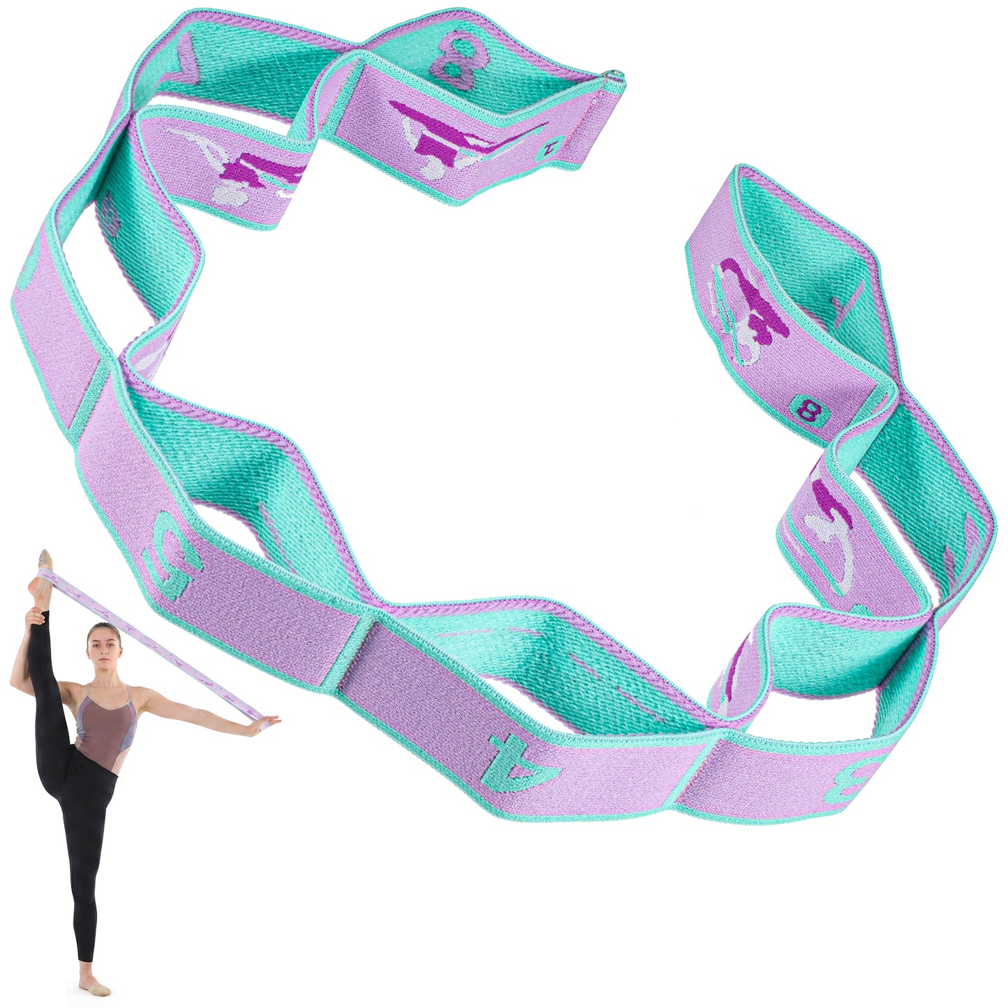 YUXIANLB Kids Elastic Stretching Strap, 8-Loop Adjustable Resistance Band Fitness Equipment for Physical Flexible Therapy Ballet Dance Yoga Stuff Latin Pilates Gymnastics Training Exercise Workout