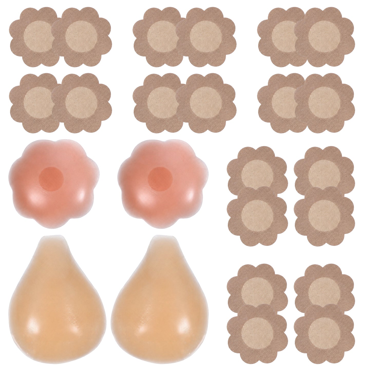 Hadnves 14 Pcs Strapless Nipple Covers Push up Sticky Bra Waterproof Adhesive Nipple Covers for Strapless Backless Dresses Wear Women, Added Lift Breast Petal, Invisible No Show Reusable