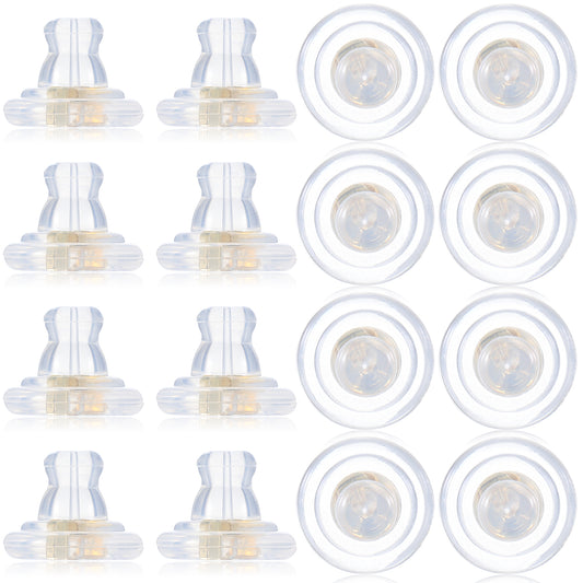 Sibba 16 Pcs Earring Backs 18K Gold Silicone Earring Backs Locking Secure Studs Replacements Soft Clear Earring Pins Backs Pads Jewelry Making Hoops for Sensitive Women Men Droopy Ears Findings