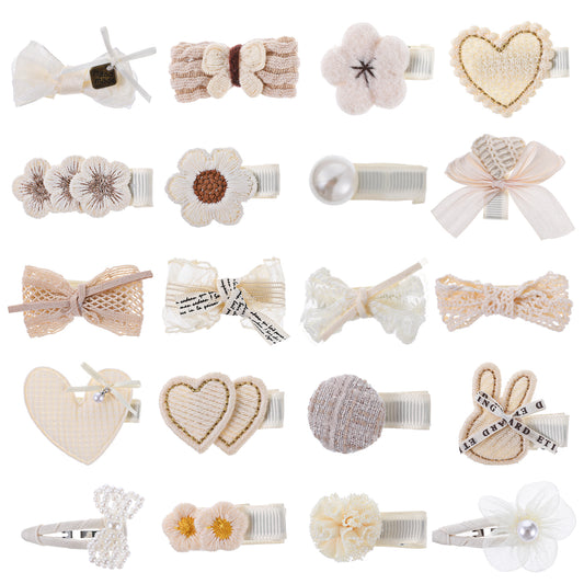 20 Pcs Toddler Bows Hair Clips Flower Rabbit Heart Shape Fully Covered Barrettes Cute Infant Hair Accessories Newborn Hairs Bows Clips for Babies Gifts