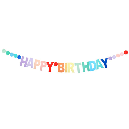 Sibba Happy Birthday Banner Party Supplies Colorful Gradient Letters Banner Rainbow Party Circle Dots Hanging Decorations Party Supplies Glitter Banner Sign Poster for Women Men Anniversary Door Wall