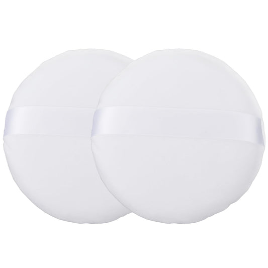 2 Pcs Powder Puff, 5.12 Body Powder Puff Ultra Soft Washable Large Round Velour Powder Puff, Face Powder Puffs for Loose and Foundation Replacement - White
