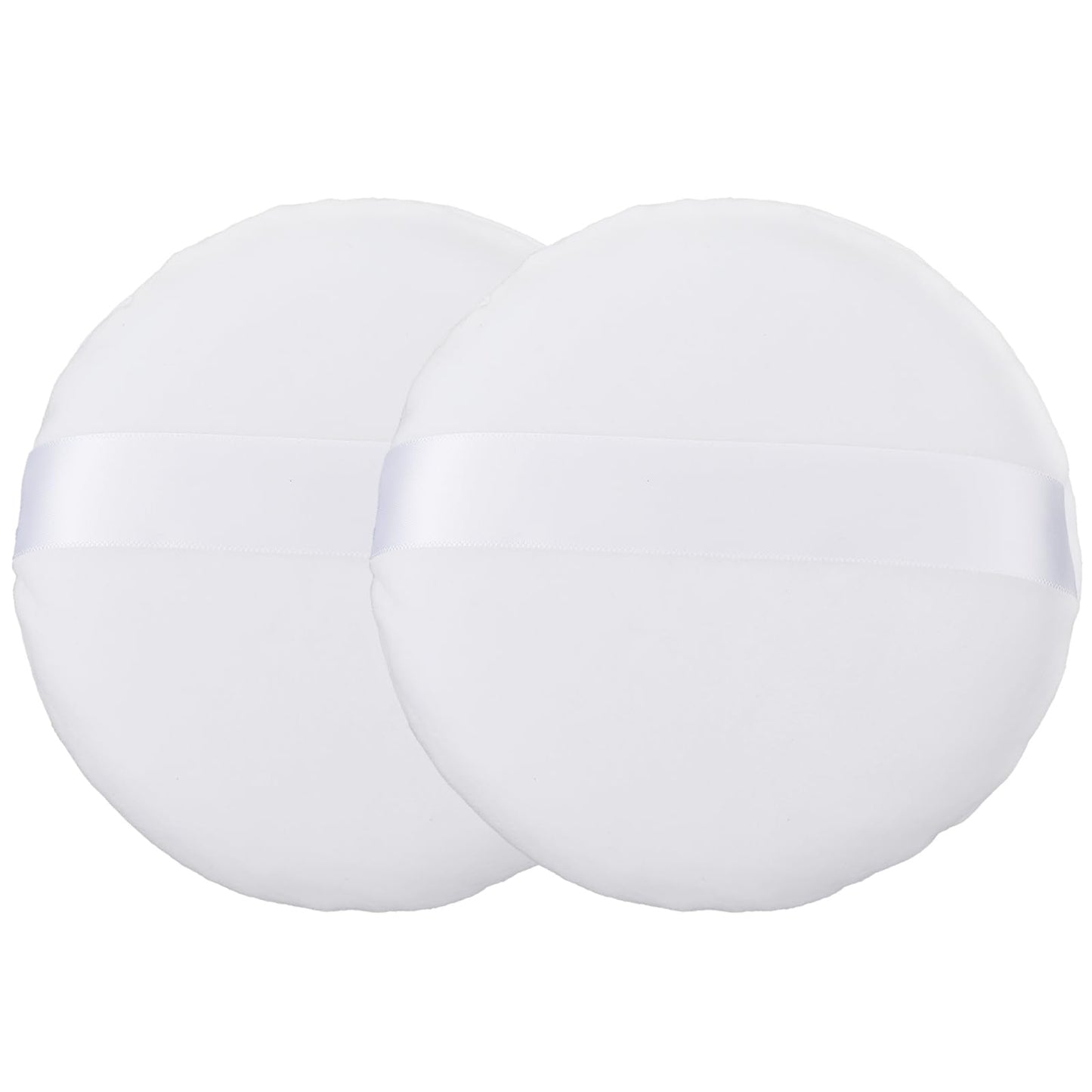 2 Pcs Powder Puff, 5.12’’ Body Powder Puff Ultra Soft Washable Large Round Velour Powder Puff, Face Powder Puffs for Loose and Foundation Replacement - White