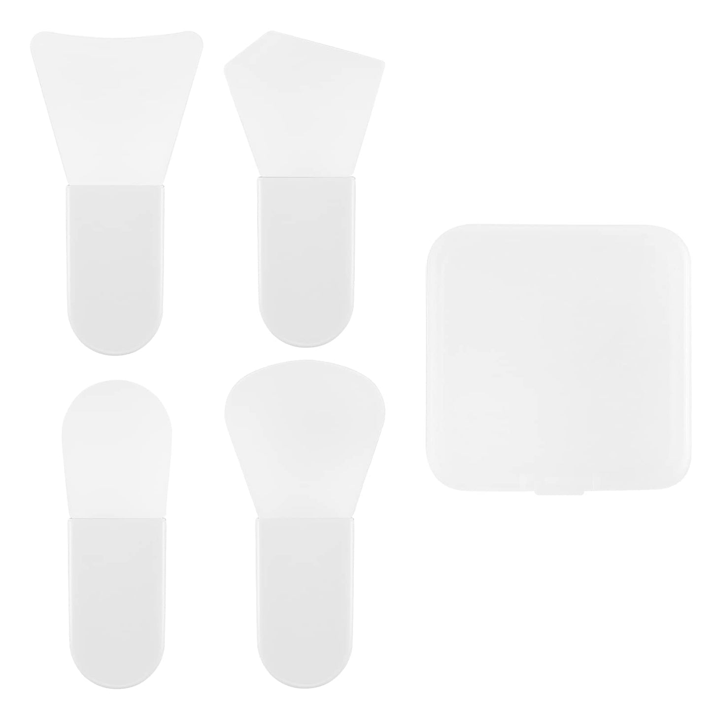 Sibba Makeup Face Wash Brush Spatula Tools 4 Pcs Lip Mask Applicator Mini Silicone Exfoliator Shower Scrub Body Cosmetic Cleansing Beauty Covers Setting Angled Skincare Containers Facial Mud Set