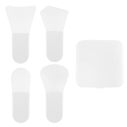 Sibba Makeup Face Wash Brush Spatula Tools 4 Pcs Lip Mask Applicator Mini Silicone Exfoliator Shower Scrub Body Cosmetic Cleansing Beauty Covers Setting Angled Skincare Containers Facial Mud Set