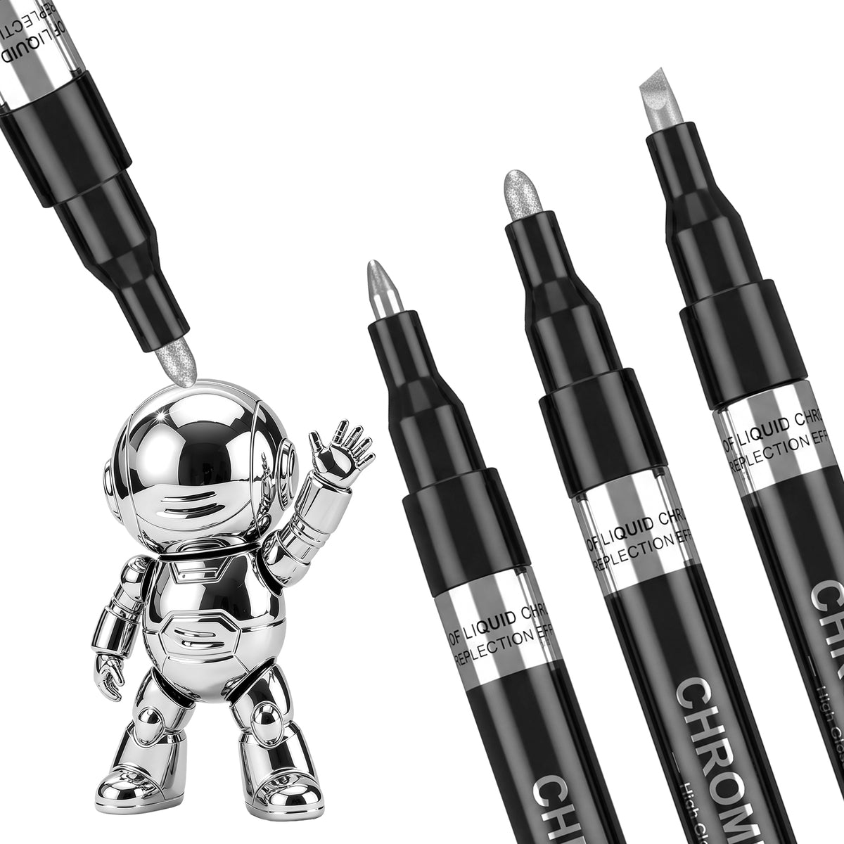 FNANJWQ 3Pcs Silver Liquid Mirror Chrome Markers Reflect Metallic Paint Pen