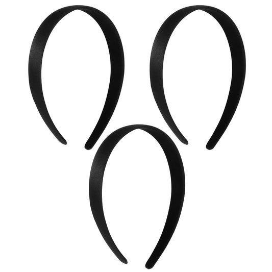3 Pcs Satin Hairbands Solid Wide Padding Headband No Teeth Thick Simple Hair Hoop Boutique Styling Accessories Seamless Lightweight Hair Band for Women Teen Girls