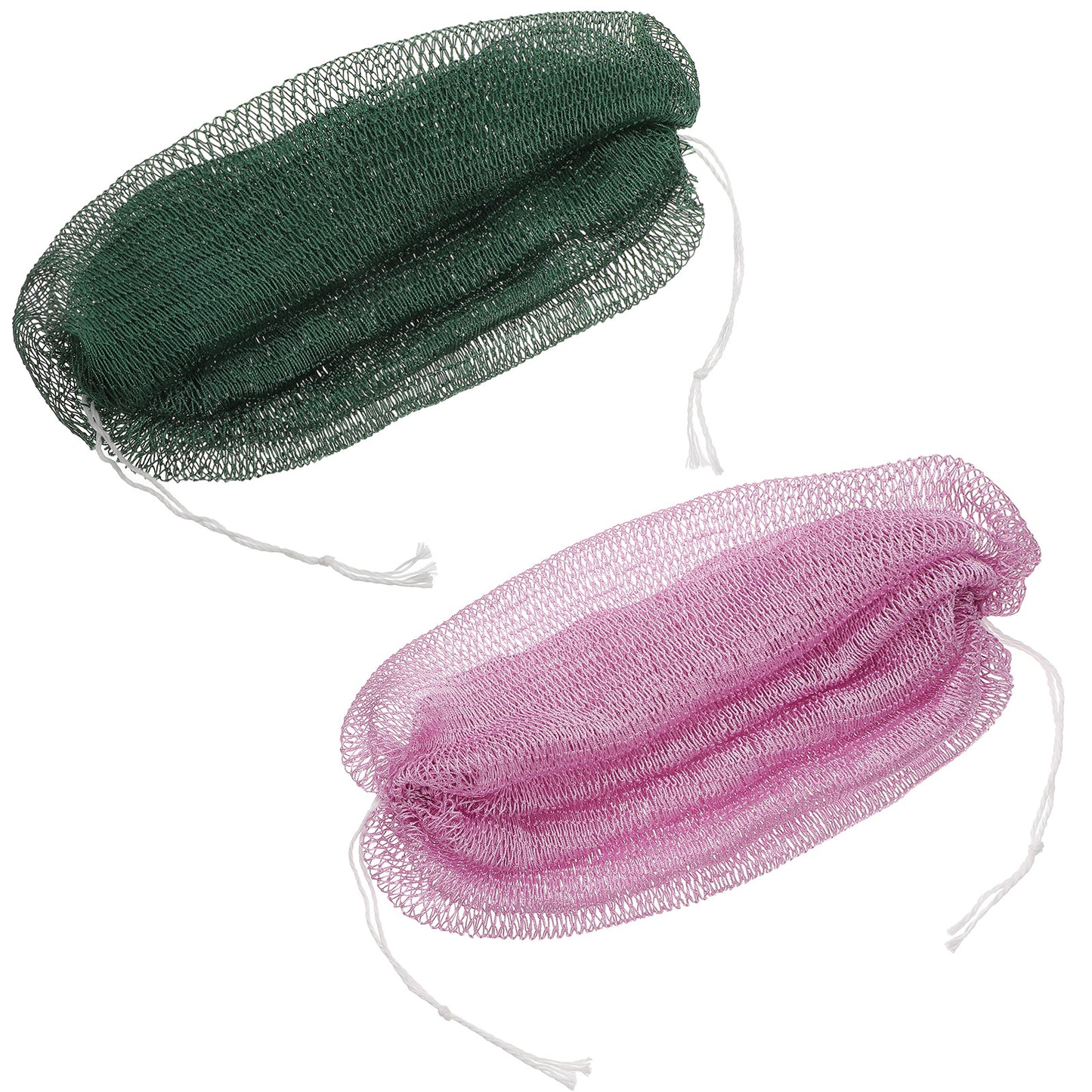 Wanmu 2 Pcs African Net Sponge, Gentle Exfoliation Authentic Exfoliating Scrubber, Durable Exfoliator Net Bath Cloth for All Skin Types, Face & Body Daily Use Shower (Green & Purple)