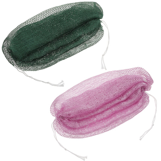Wanmu 2 Pcs African Net Sponge, Gentle Exfoliation Authentic Exfoliating Scrubber, Durable Exfoliator Net Bath Cloth for All Skin Types, Face & Body Daily Use Shower (Green & Purple)