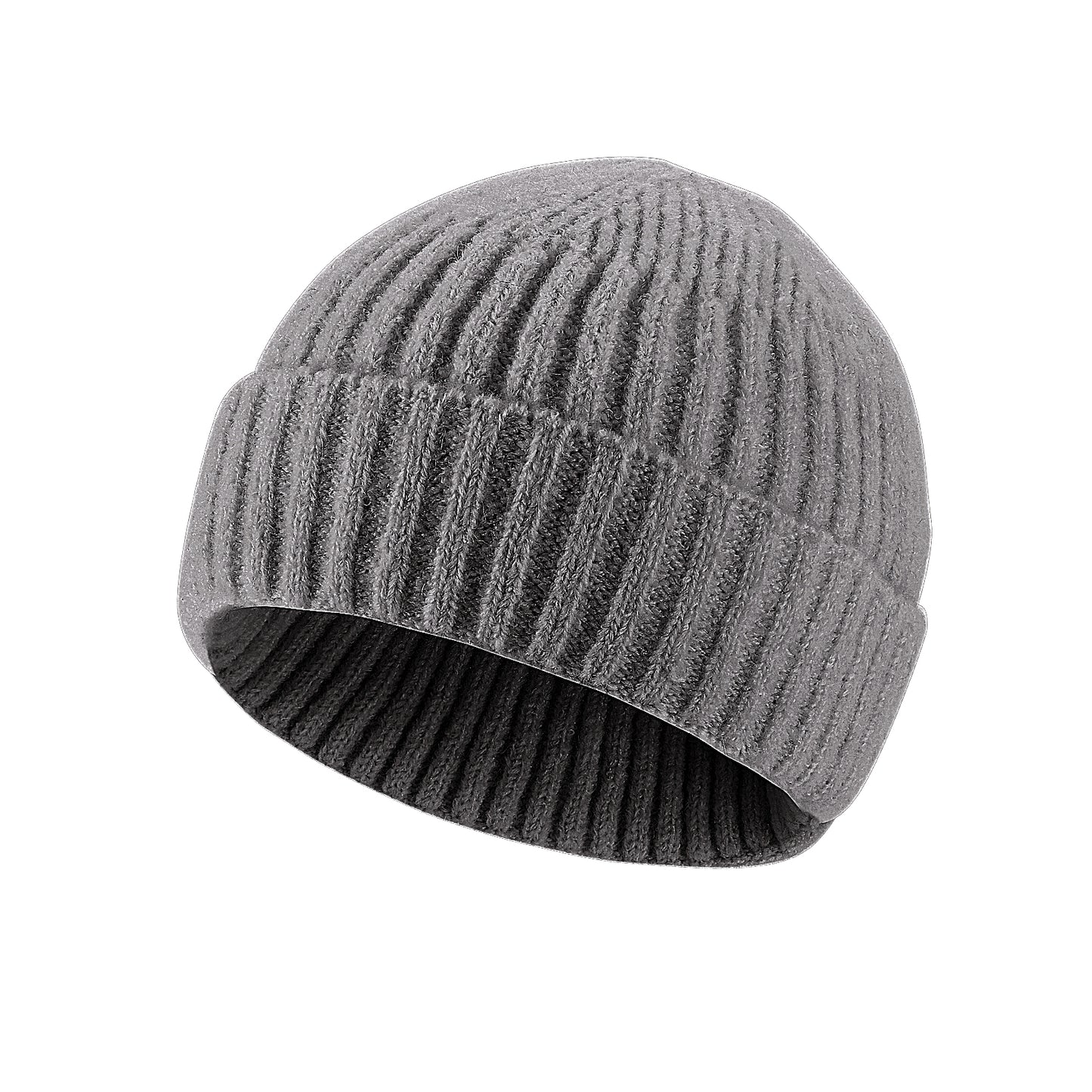 Sibba Unisex Beanie Hat Soft Lightweight Winter Knit Caps Stretchy Cuffed Warm Windproof Skull Cap for Men Women (Grey)