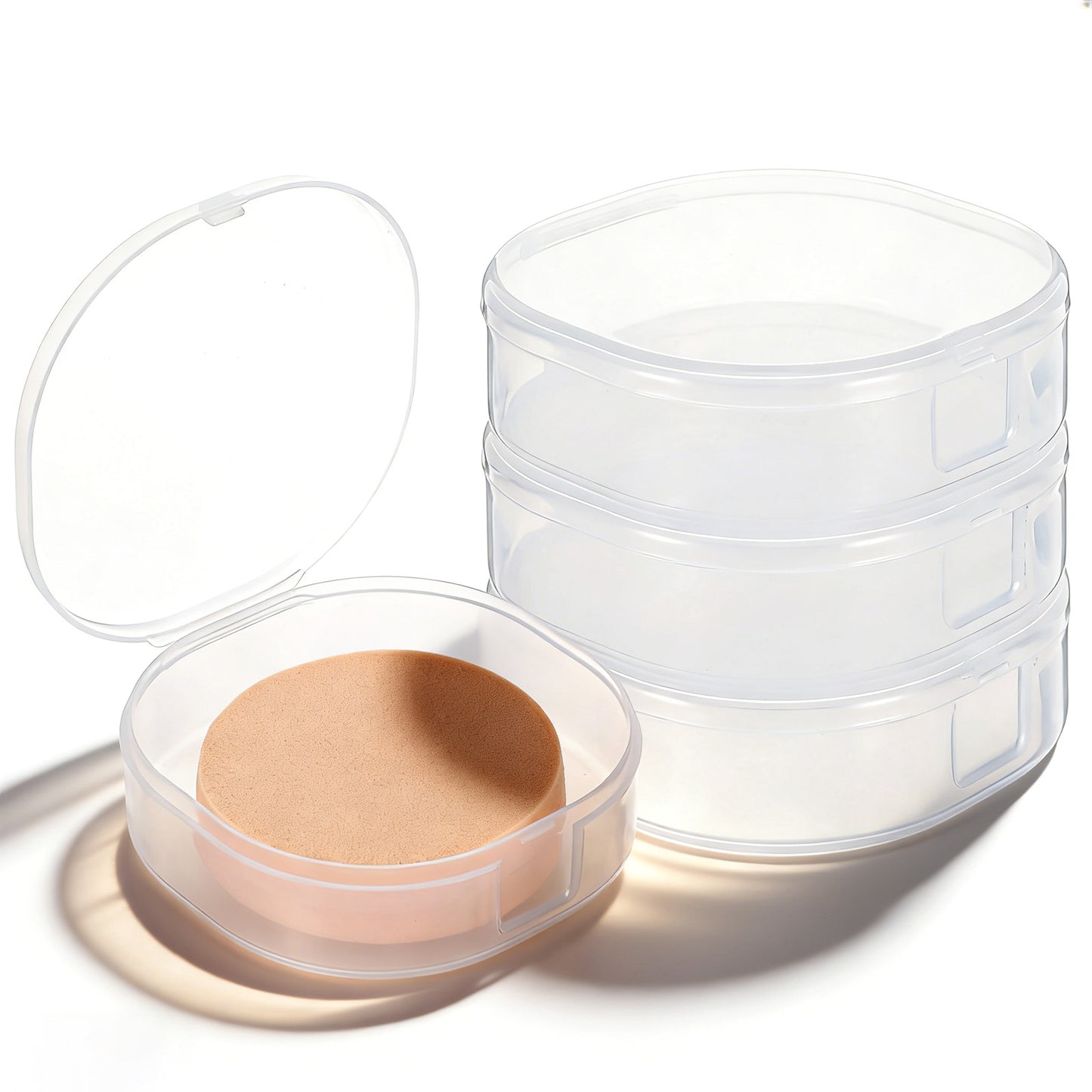 Hadnves 4 Pcs Cotton Round Holder Plastic Cosmetic Pads Box Dental Floss Picks Case Portable Transparent Cottons Balls Dispenser with Dustproof Lid for Removing Balls Small Items Hair Tie Organizer