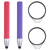 Qianyu 2 Pcs Kid-Friendly Pens for Touch Screens Compatible Grippable Pencil Tablet Stylus with Tether for All Tablets Touch Screen Devices (Purple + Pink)