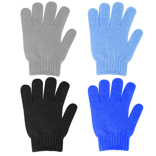 Sibba 4Pcs Exfoliating Gloves Bamboo Exfoliator Mitt Body Scrub Exfoliating Washcloths Scrubbing Glove for Shower, Spa, Massage and Dead Skin Cell Remover Loofah Style C