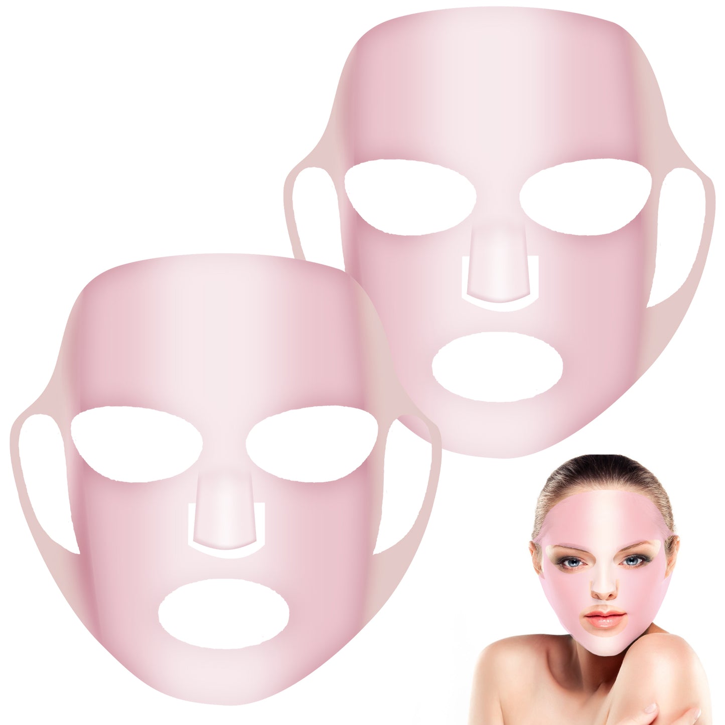COMNICO 2 Sheets Silicone Face Mask Cover, Reusable Anti-Wrinkle Face Mask Holder Moisturizing 3D Facial Mask Cover Prevent Evaporation Falling Skincare Beauty Spa (2 Pink)