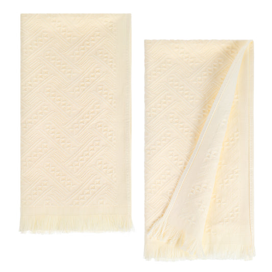 Sibba Hand Towels Bathroom 2 Pcs Cotton Turkish Absorbent Soft Face Towel Set Boho Decorative Hand Towel for Bath Kitchen Hotel Spa Farmhouse (Cream White, 14"x30")
