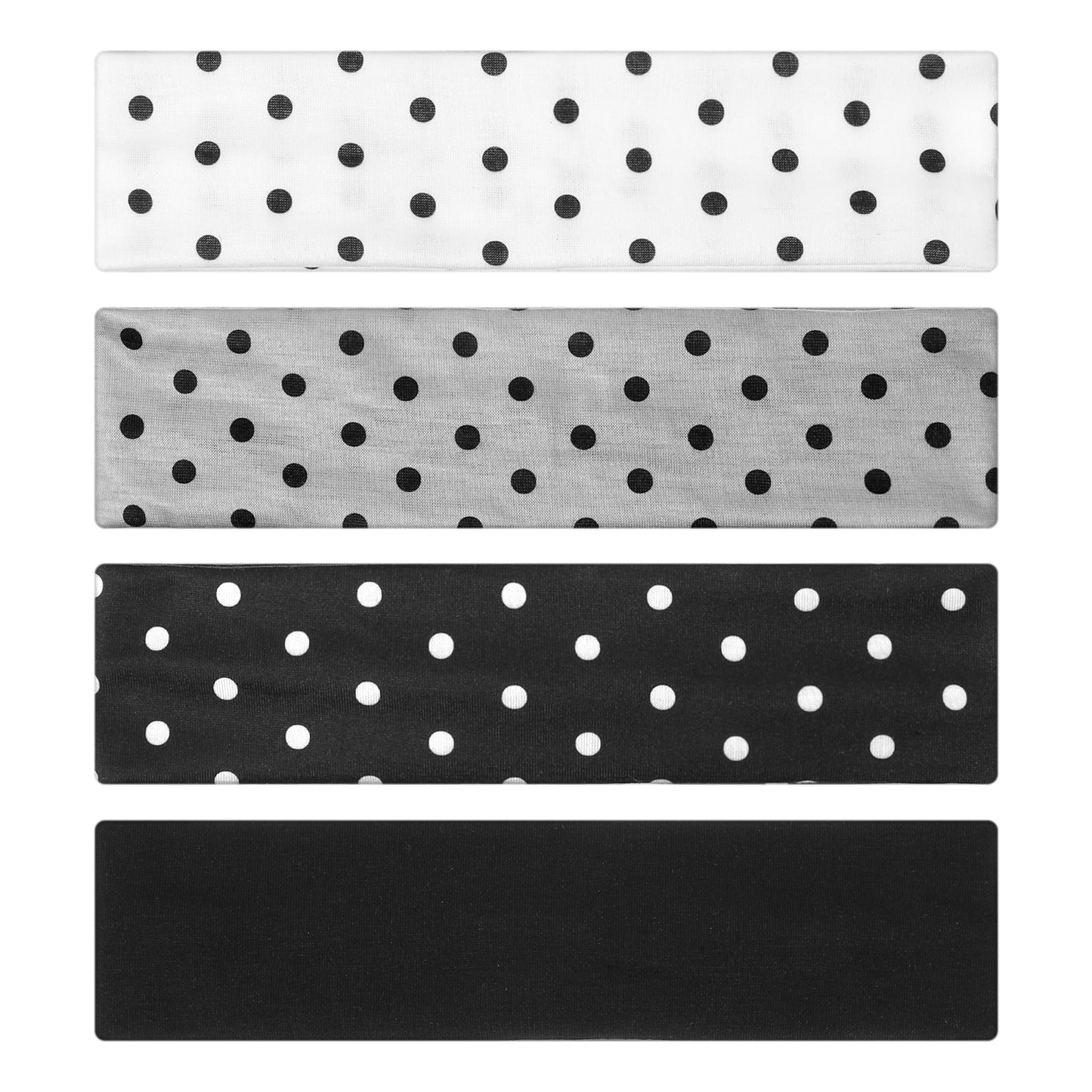 YUXIANLB 4Pcs Polka Dot Headbands for Women, Non Slip Elastic Stretchy Soft Fabric Head Wrap Breathable Stylish Wide Hair Bands Trendy Y2K Hair Accessories for Hairstyles Daily Outfits Yoga