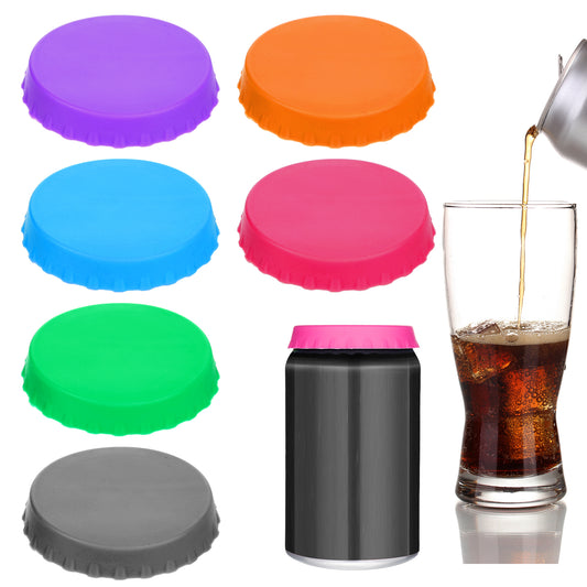 COMNICO 6Pcs Silicone Soda Can Lids, 6 Color Washable Can Covers BPA-Free Reusable Coke Can Covers Food Grade Can Tops Can Stopper Protector for Soda Beer Juice Coke Beverage Fits Standard Can