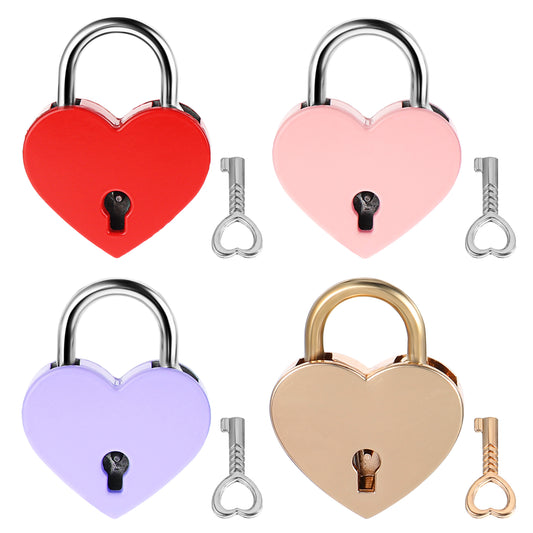 4 Pcs Diary Lock and Key Set, Suitcase Locks with Keys Heart Lock Mini Lock, Small Love Lock for Diary Book Jewelry Storage Box Locker Decor Valentine Gift School Gym Classroom Matching Game
