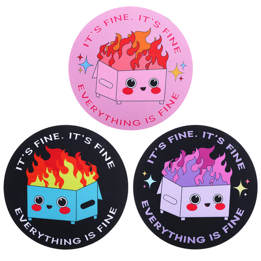 Dimeho 3 PCS Dumpster on Fire Mouse Pad Cute Round Mousepad with Non-Slip Rubber Base Small Computer Mouse Mat Funny Office Supplies Decor for Gaming Laptops Work Home Desk Accessories