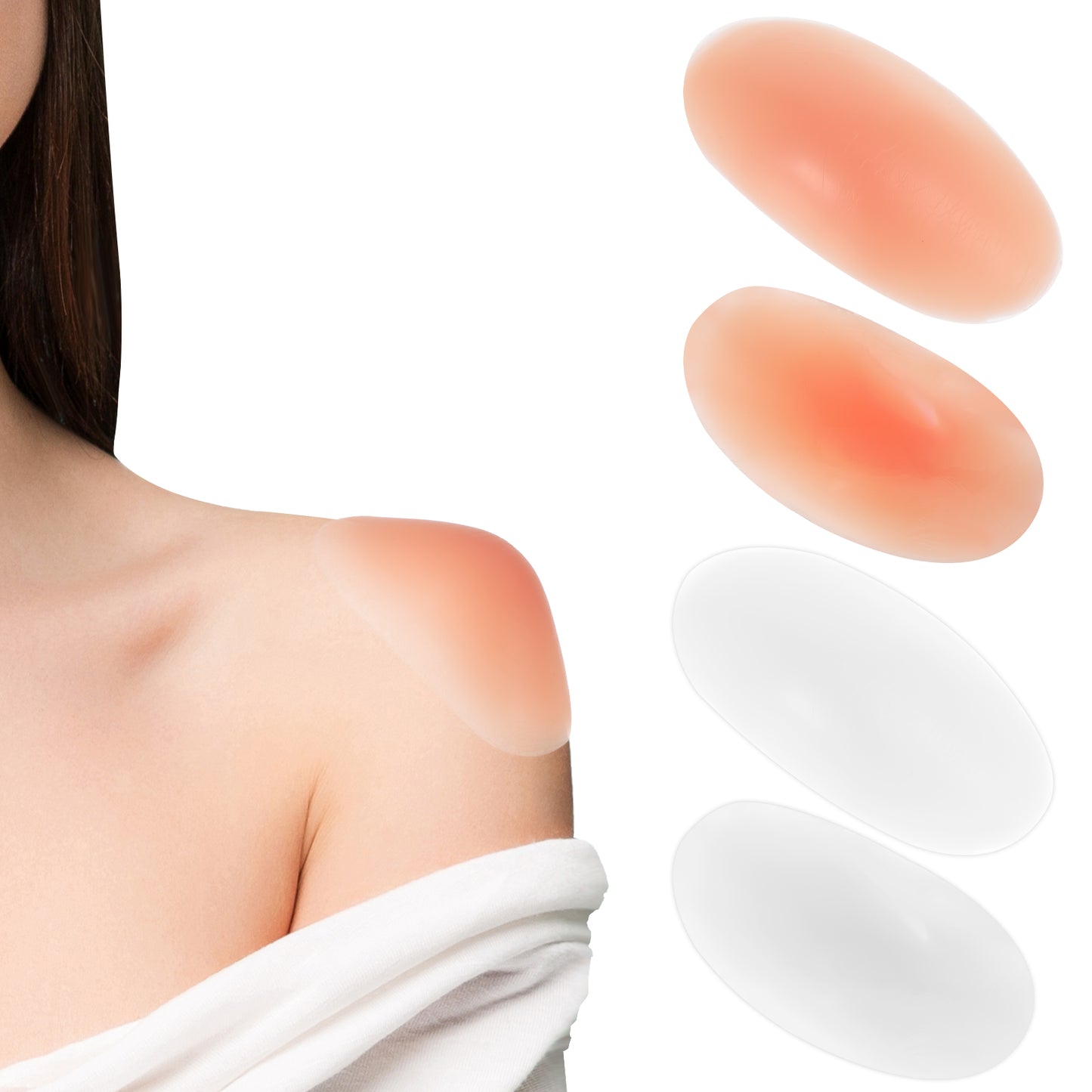 Dimeho 2 Pairs Silicone Shoulder Pads for Womens Clothing Soft Adhesive Shoulder Pads Anti Slip Shoulder Push-Up Pads Invisible Reusable Shoulder Push-Up Pads Enhancer Shoulder for Women Clothing