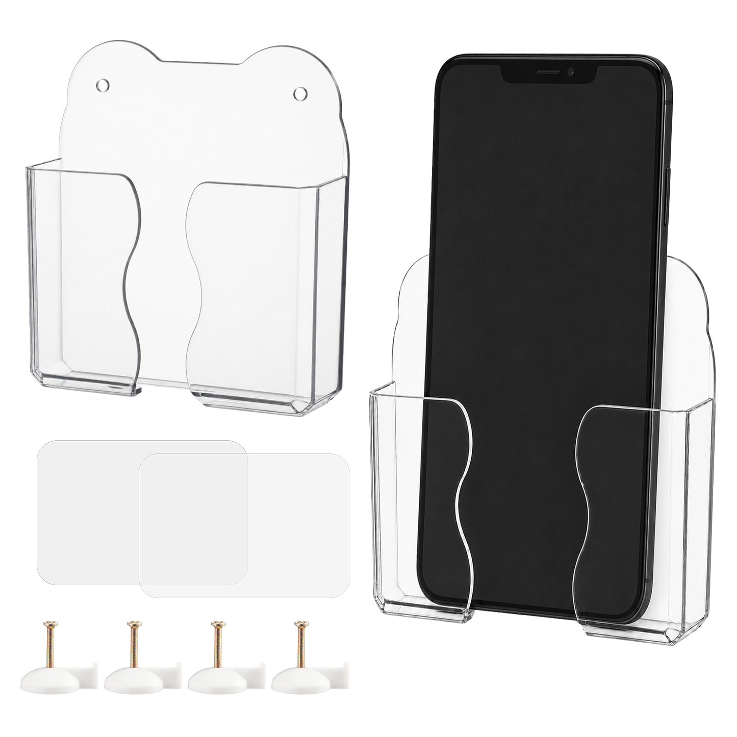 Hpmjz 2 Pcs Wall Phone Holder Transparent Wall Cellphone Holder Phone Stand