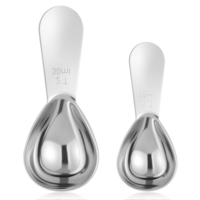 Dimeho 2 Pcs Stainless Steel Coffee Scoop, 1 Tablespoon 2 Tablespoon Measuring Spoon Multi-Purpose Coffee Scoops Short Handle Tablespoons for Coffees Tea Sugar Flour Jars, Silver