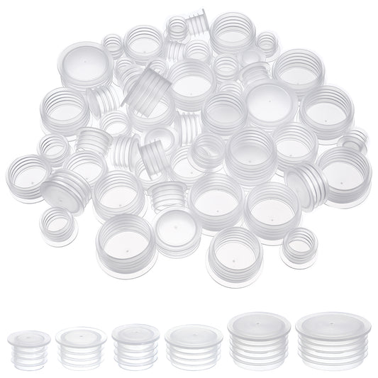 Sibba Peppers Stoppers Plugs Plastic Stopper 60PCS Replacement Plug Pepper Shaker Stoppers Reusable Round End Caps Clear Bottle Caps for Pepper Shakers Flower Pots 11//13/15/17/19/24mm