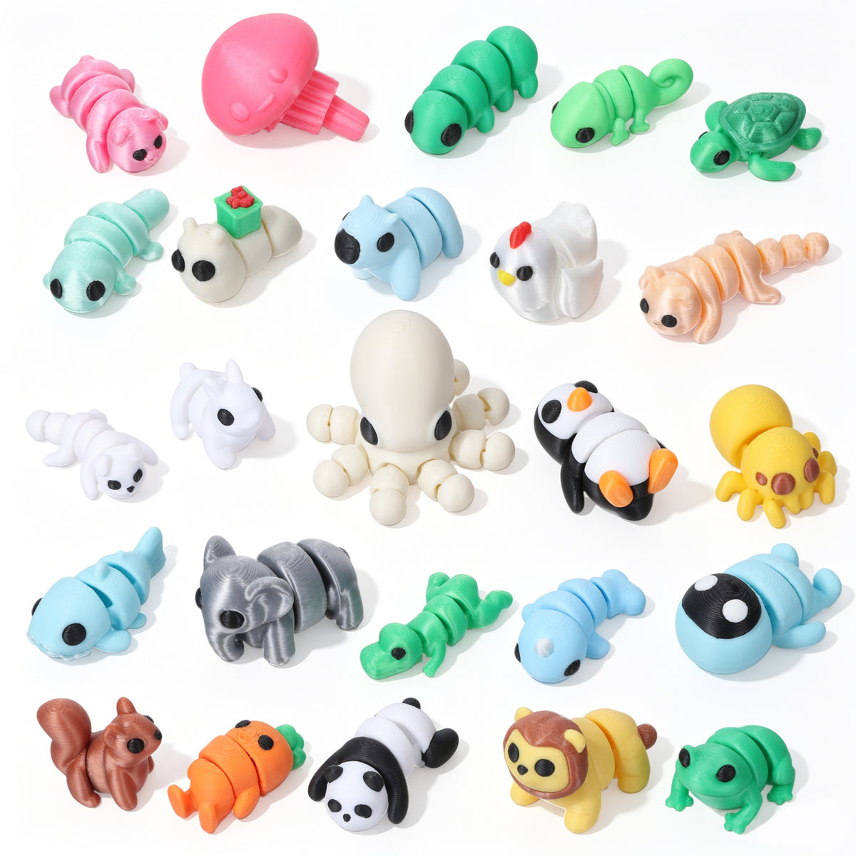 QFGasre 25 Pcs Mini 3D Printed Animals