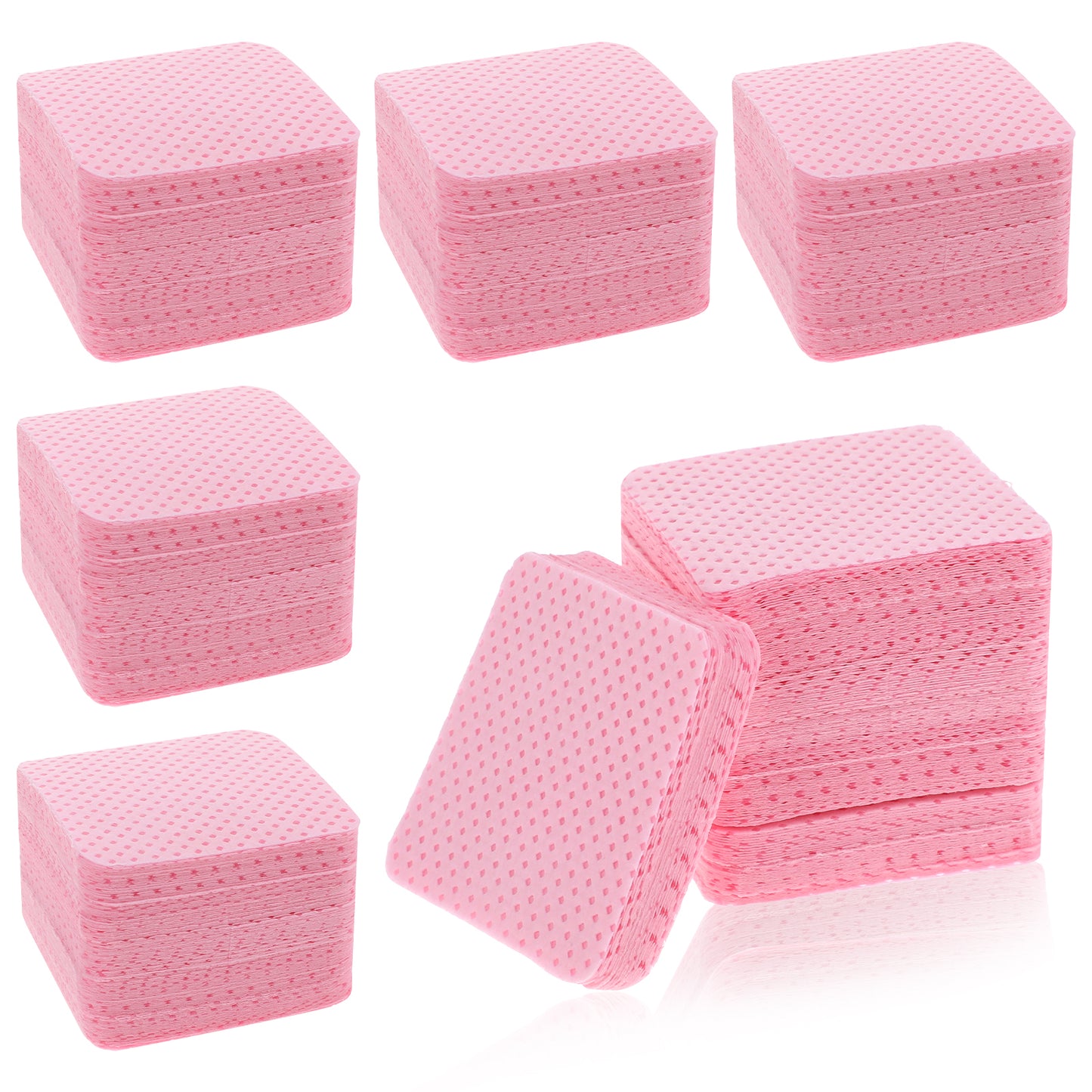 COMNICO 1000PCS Lint Free Nail Wipes, Non-Woven Fabric Nail Cleaning Pads Soft Nail Polish Remover Wipes DIY Nail Salon Supplies for Eyelash Extensions Nail Art (Pink)