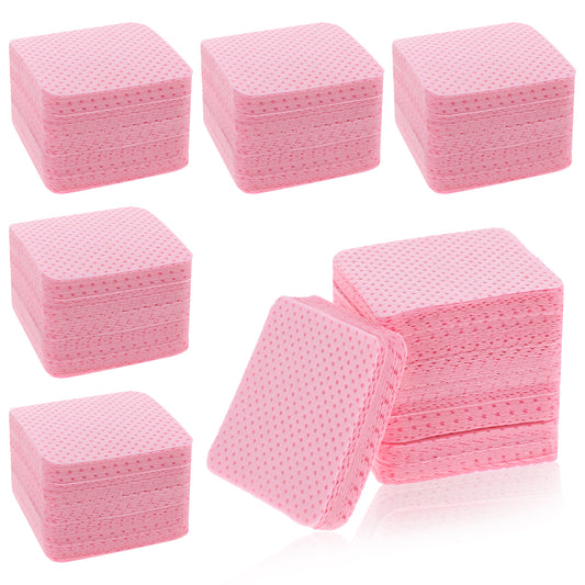 COMNICO 1000PCS Lint Free Nail Wipes, Non-Woven Fabric Nail Cleaning Pads Soft Nail Polish Remover Wipes DIY Nail Salon Supplies for Eyelash Extensions Nail Art (Pink)