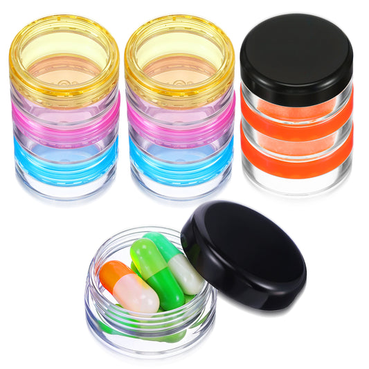 Dimeho 10 Pcs Small Pill Organizer Box, Travel Pill Cases Holder Portable Daily Mini Pill Container BPA Free Pocket Pills Box Medicines Storage Container for Purse Pocket Briefcase (5 Color)