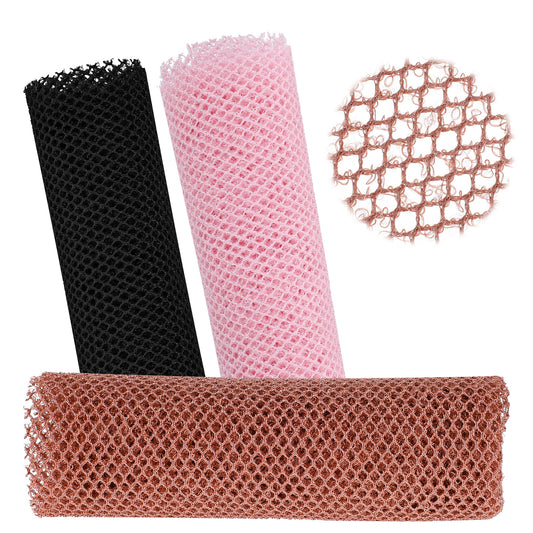Wanmu 3Pcs African Net Sponge, Net Bath Sponge Exfoliating Body Scrubber, Long Back Wash Cloth Body Exfoliator Nets for Shower Daily Use - Black, Pink, Coffee