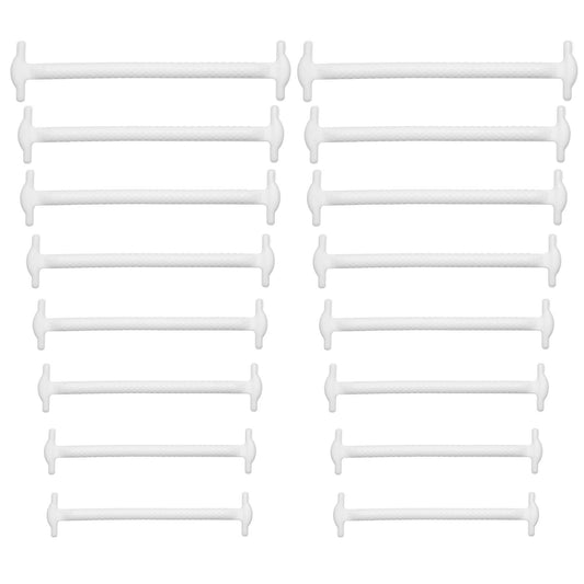 COMNICO No Tie Shoe Laces for Sneakers, 2 Pairs Flat Elastic Round Stretch Tieless Shoelaces Heavy Duty Shoes Strings for Kids and Adult(White)