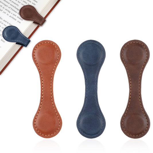 3 PCS Magnet Leather Bookmark Vintage Handmade Book Marker Clip Double-Sided Book Page Holder Personalized Leather Page Clip Buckles Timeless Reading Accessories for Lover Readers Teachers Women