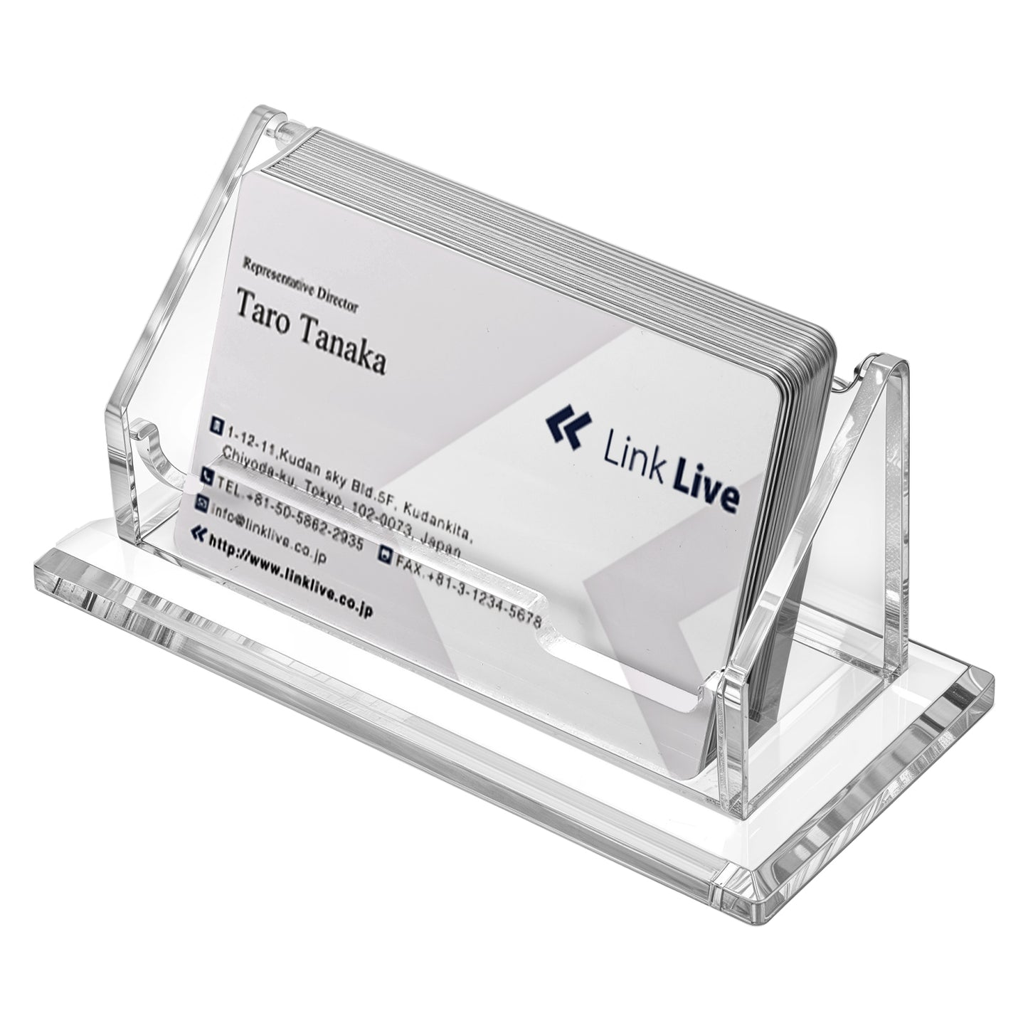 Sibba Business Card Holder Clear Acrylic Horizontal Business Cards Display Stand Desktop 1 Slots Business Card Holders Desk Name Cards Exhibition Organizer for Women and Men Home Office